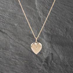 Second Hand 14ct Yellow Gold 0.01ct Diamond Heart Locket Pendant & 18 Inch Prince Of Wales Chain 41142543