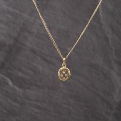 Second Hand 9ct Yellow Gold 0.08ct Diamond Four Stone Gemstone Pendant & 20 Inch Curb Chain 41142558