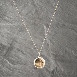 Second Hand 9ct Yellow Gold Round Half Hand-Engraved Locket Pendant & 18 Inch Curb Chain 41142590
