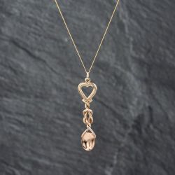 Second Hand Clogau 9ct Two Colour Gold Love Spoon Pendant & 18 Inch Curb Chain 41142622