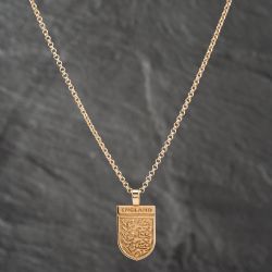 Second Hand 9ct Yellow Gold England Three Lions Football Pendant & 19 Inch Belcher Chain 41142641