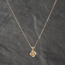 Second Hand Yellow Gold Diamond Knot Pendant & 18 Inch Trace Chain 41142642