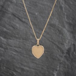 Second Hand 9ct Yellow Gold Heart Locket Pendant & 20 Inch Trace Chain 41142669