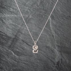 Second Hand 14ct White Gold Convertible Vintage Style Car Pendant & 16 Inch Curb Chain 41142697