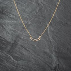 Second Hand 14ct Yellow Gold Diamond Crescent Shaped Safety Pin Pendant & 17 Inch Curb Chain 41142718