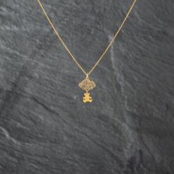 Second Hand 9ct Yellow Gold Teddy With Cloud Pendant & 16 Inch Trace Chain 41142724