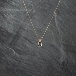 Second Hand Yellow Gold Mystic Topaz Pendant & 18 Inch Curb Chain 41142728