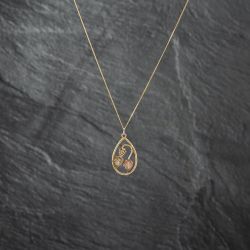 Second Hand 9ct Three Colour Gold Pear Shaped Black Hills Vine Pendant & 18 Inch Curb Chain 41142729