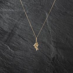 Second Hand Yellow Gold Dolphins Pendant & 18 Inch Curb Chain 41142795