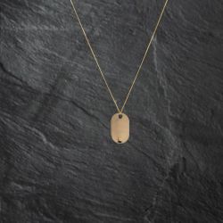 Second Hand 9ct Yellow Gold Gold Bar Style Tag Pendant & 18 Inch Curb Chain 41142797