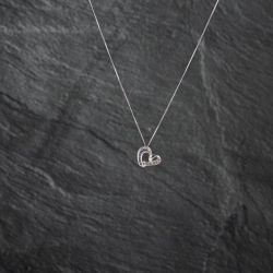 Second Hand White Gold Diamond & Tanzanite Open Heart Pendant & 18 Inch Curb Chain 41142810