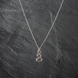 Second Hand 9ct White Gold 0.05ct Diamond Swirl Pendant & 22 Inch Foxtail Chain 41142812