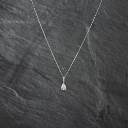 Second Hand White Gold Cubic Zirconia Teardrop Pendant & 18 Inch Curb Chain 41142813