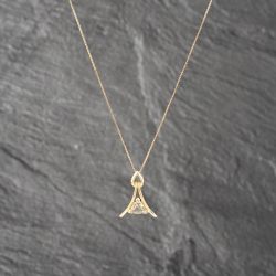 Second Hand 18ct Yellow Gold Unheated Green Tanzanite Pendant & 19 Inch Box Chain 41142873