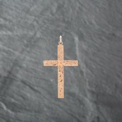 Second Hand Vintage 9ct Yellow Gold Large Engraved Cross Loose Pendant 41142888