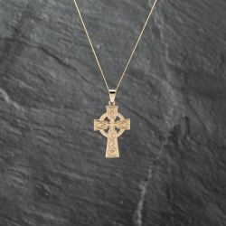 Second Hand 9ct Yellow Gold Celtic Cross Pendant & 18 Inch Curb Chain 41142900