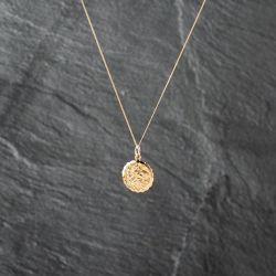 Second Hand 9ct Yellow Gold Small Double Sided St Christopher Pendant & 18 Inch Curb Chain 41142907