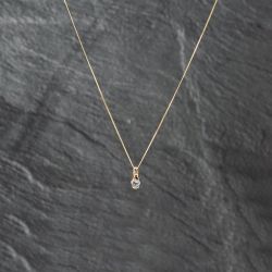 Second Hand Yellow Gold Aquamarine Solitaire Pendant & 18 Inch Curb Chain 41142911