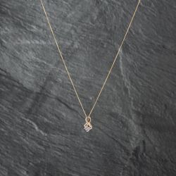 Second Hand Yellow Gold Diamond Ribbon Cluster Pendant & 18 Inch Curb Chain 41142922