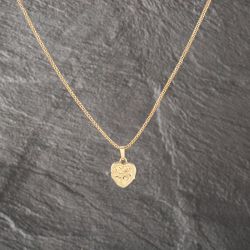 Second Hand 9ct Yellow Gold Engraved Heart Locket Pendant & 22 Inch Box Chain 41142994