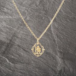 Second Hand 9ct Yellow Gold Openwork St Christopher Pendant & 20 Inch Belcher Chain 41143003