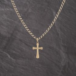 Second Hand 9ct Yellow Gold Cross Pendant & 19 Inch Curb Chain 41143083