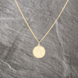 Second Hand 9ct Yellow Gold Round St Christopher Pendant & 18 Inch Curb Chain 41143096
