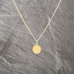 Second Hand 9ct Yellow Gold Round St Christopher Pendant & 18 Inch Curb Chain 41143097
