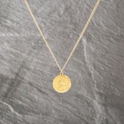 Second Hand 9ct Yellow Gold Round St Christopher Pendant & 20 Inch Curb Chain 41143099