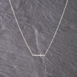 Second Hand White Gold Diamond Dainty Cross Choker Pendant & 15-17 Inch Trace Chain 41143166