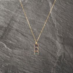 Second Hand Yellow Gold Mystic Topaz & 0.03ct Diamond Set Pendant & 18 Inch Trace Chain 41143175