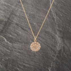 Second Hand 9ct Yellow Gold Pale Pink Tourmaline Cluster Pendant & 16-18 Inch Trace Chain 41143178