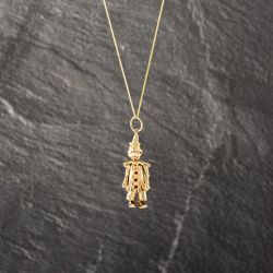 Second Hand 9ct Yellow Gold Cubic Zirconia Set Clown Pendant & 18 Inch Curb Chain 41143180