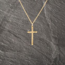 Second Hand 9ct Yellow Gold Engraved Cross Pendant & 18 Inch Prince Of Wales Chain 41143181