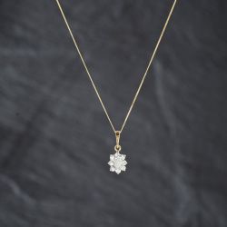 Second Hand Yellow Gold Opal & Cubic Zirconia Oval Cluster Pendant & 18 Inch Curb Chain 41143208