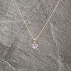 Second Hand 9ct Yellow Gold Tanzanite & 0.01ct Diamond Pendant & 20 Inch Curb Chain 41143228