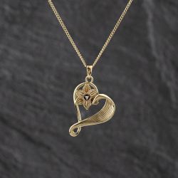 Second Hand Clogau 9ct Yellow Gold 0.06ct Diamond Set St Davids Daffodil Heart Pendant & 22 Inch Curb Chain 41143343