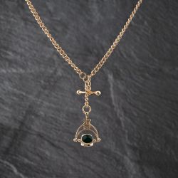 Second Hand Vintage Rose Gold Multi Stone Double Albert & Swivel Charm T-Bar Pendant & 18 Inch Curb Chain 41143354