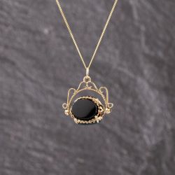 Second Hand Yellow Gold Multi Stone Swivel Pendant & 18 Inch Curb Chain 41143369