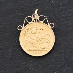 Second Hand Yellow Gold Victoria 1898 Half Sovereign Scroll Top Coin Keeper Loose Pendant 41143379