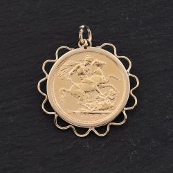 Second Hand Yellow Gold Victoria 1889 Full Sovereign Coin Keeper Loose Pendant 41143383