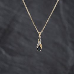 Second Hand 9ct Two Colour Gold Sapphire & Diamond Pear Shaped Infinity Pendant & 18 Inch Prince Of Wales Chain 41143405