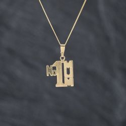 Second Hand 9ct Yellow Gold Number One Mum Pendant & 18 Inch Curb Chain 41143421