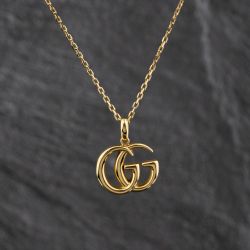 Second Hand 18ct Yellow Gold Gucci Gg Pendant & Adjustable Trace Chain 41143435