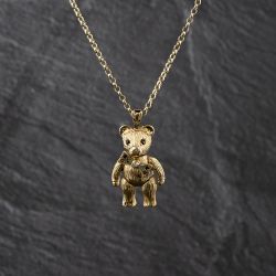 Second Hand 9ct Yellow Gold Cubic Zirconia Teddy Bear Gemstone Pendant & 17 Inch Belcher Chain 41143443
