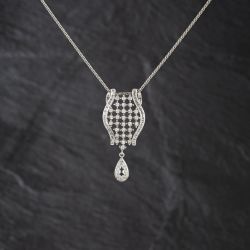 Second Hand 14ct White Gold 2.00ct Diamond Dropper Pendant & 18 Inch Spiga Chain 41143451