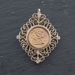 Second Hand Yellow Gold Diamond 2000 Queen Elizabeth Half Sovereign Loose Pendant 41143479