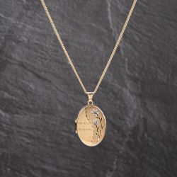 Second Hand 9ct Two Colour Gold Poval Precious Memories Locket Pendant & 18 Inch Curb Chain 41143586