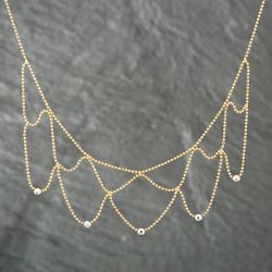 Second Hand 14ct Two Colour Gold Dropper 16 Inch Necklace 41161104