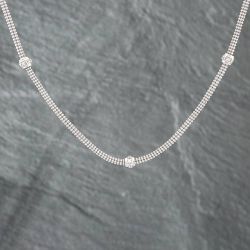 Second Hand 9ct White Gold Cubic Zirconia 17 Inch Gemstone Ball Chain 41161620